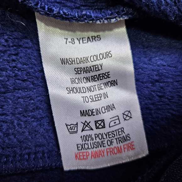 Harry Potter Hooded Pajama One Piece Unisex Kids M 7/8 Hogwarts Fleece Blue Gold - Picture 7 of 12